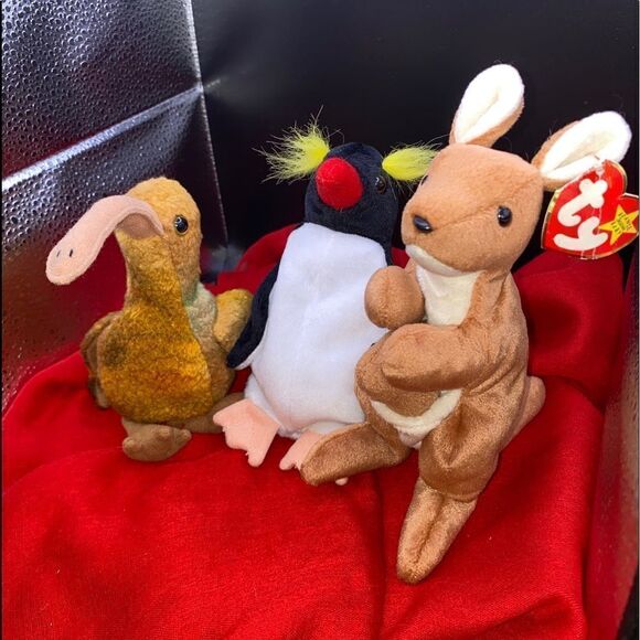 Ty BB Frigid the penguin, Beak the Kiwi, and Pouch the kangaroo - Picture 1 of 6